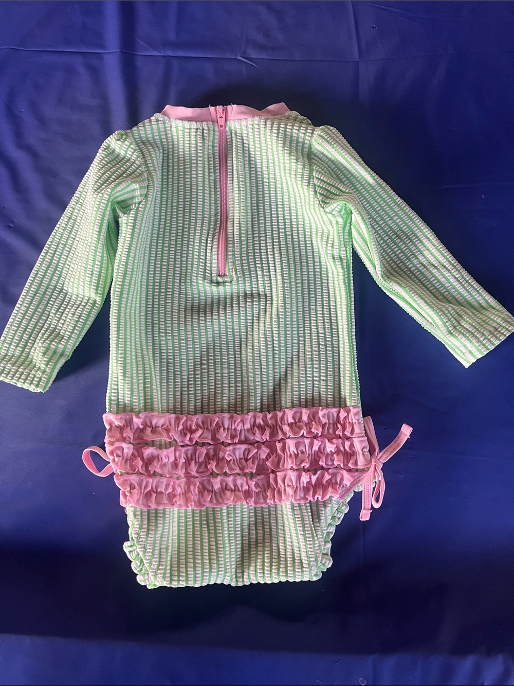 Ruffle Butts Mint Green & Pink Long Sleeve Ruffle Rashguard
